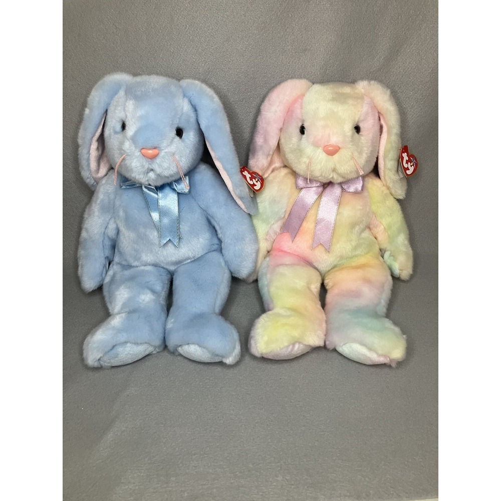 Hippie & Flippity Bunnies With Tag - Ty Beanie Baby - Lot of 2- SUPER RARE!  14"